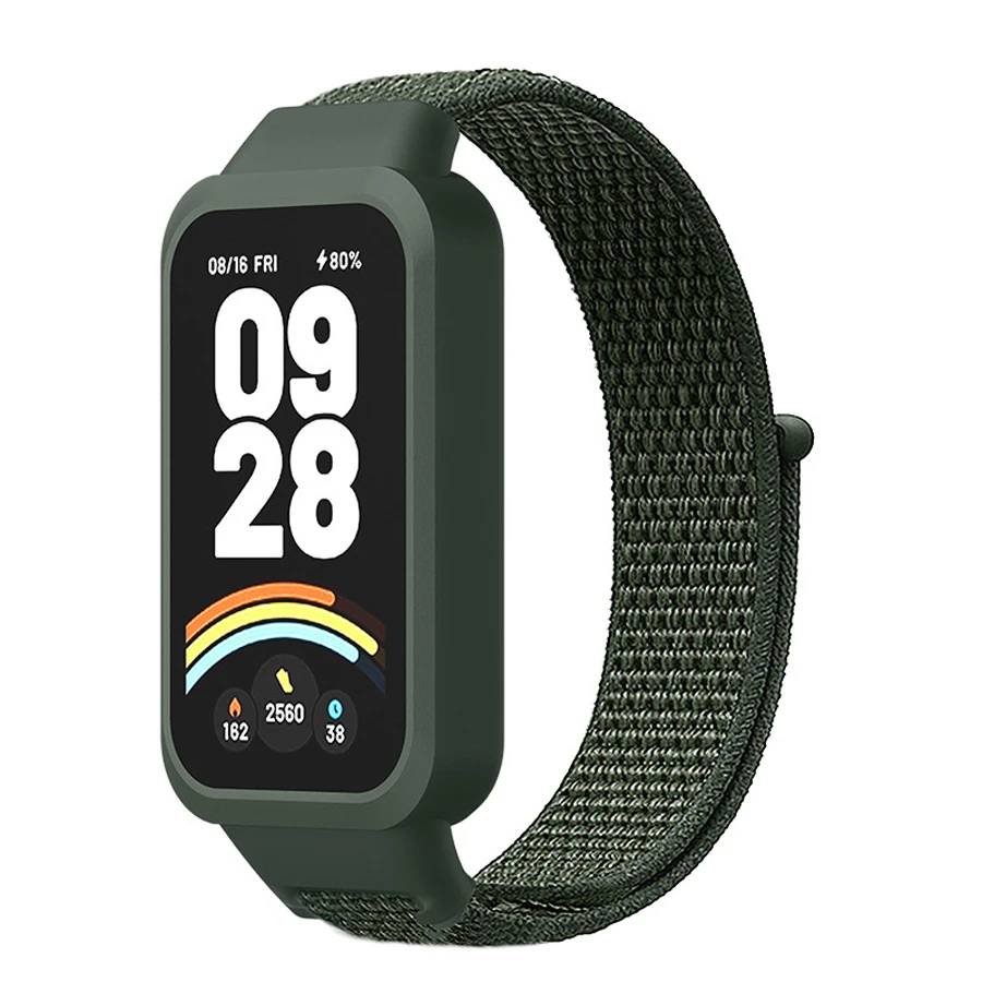 Nylon lusband voor Redmi Band 3 Ademende armband Polsband voor Xiaomi Mi Band 9 Actieve sporthorlogeband Correa met hoesje