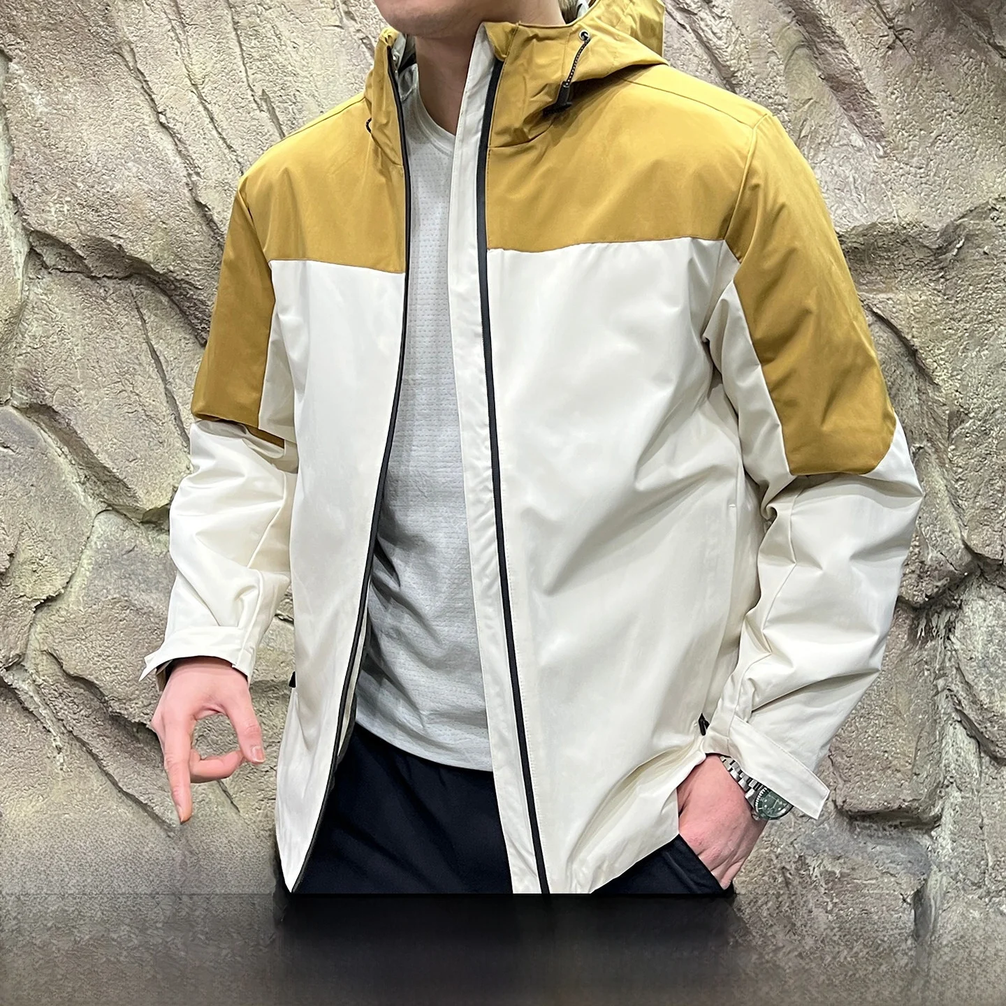 

Outdoor Men's High-Puff Hooded Cotton Jaet Warmth Waterproof Windproof Autumn Winter Faion Stand Fit Casual Wear