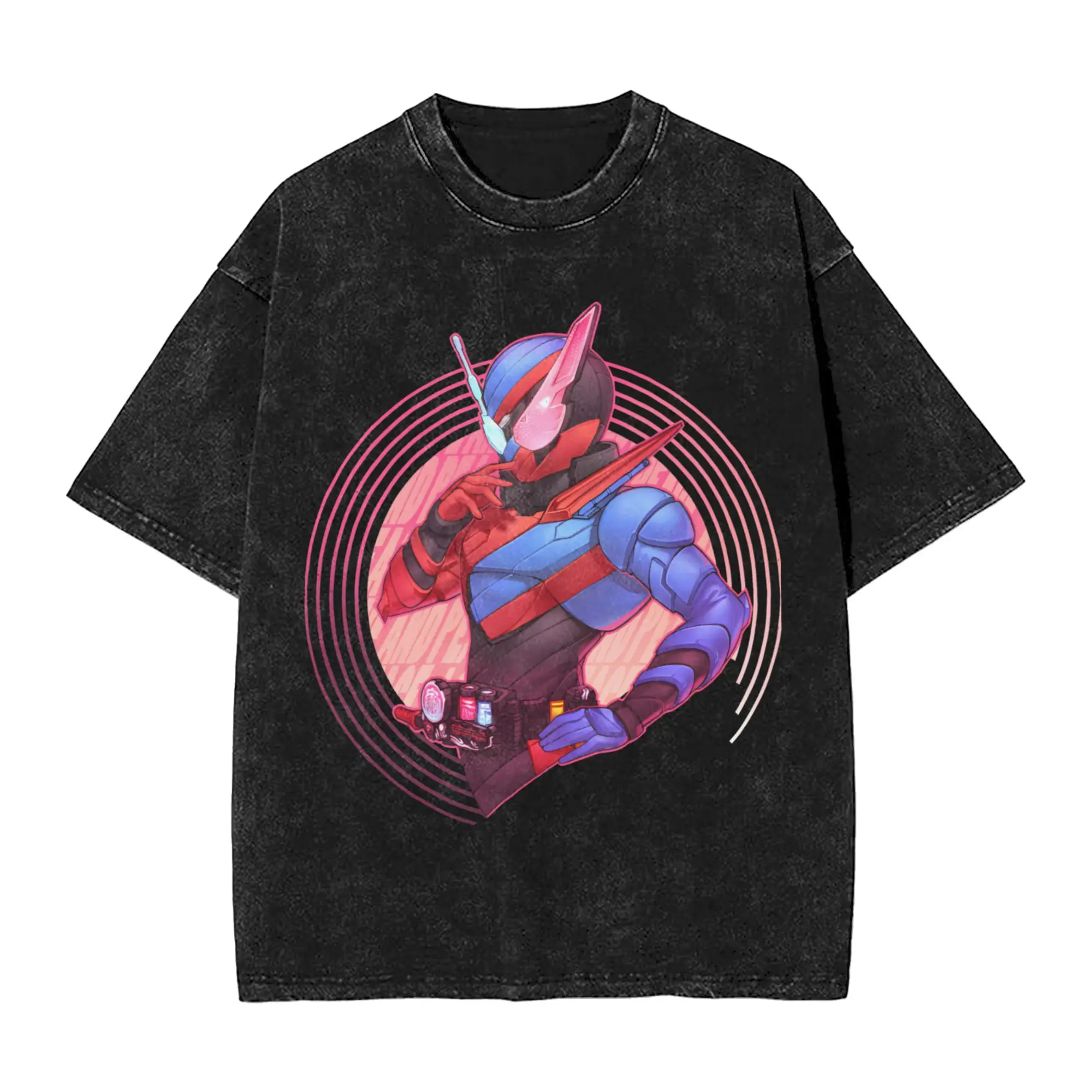 Men Women's T-Shirt Kamen Riders Washed T Shirts Harajuku Build Love and Peace Beach Tee Shirt Y2K Retro Print Cotton Tops