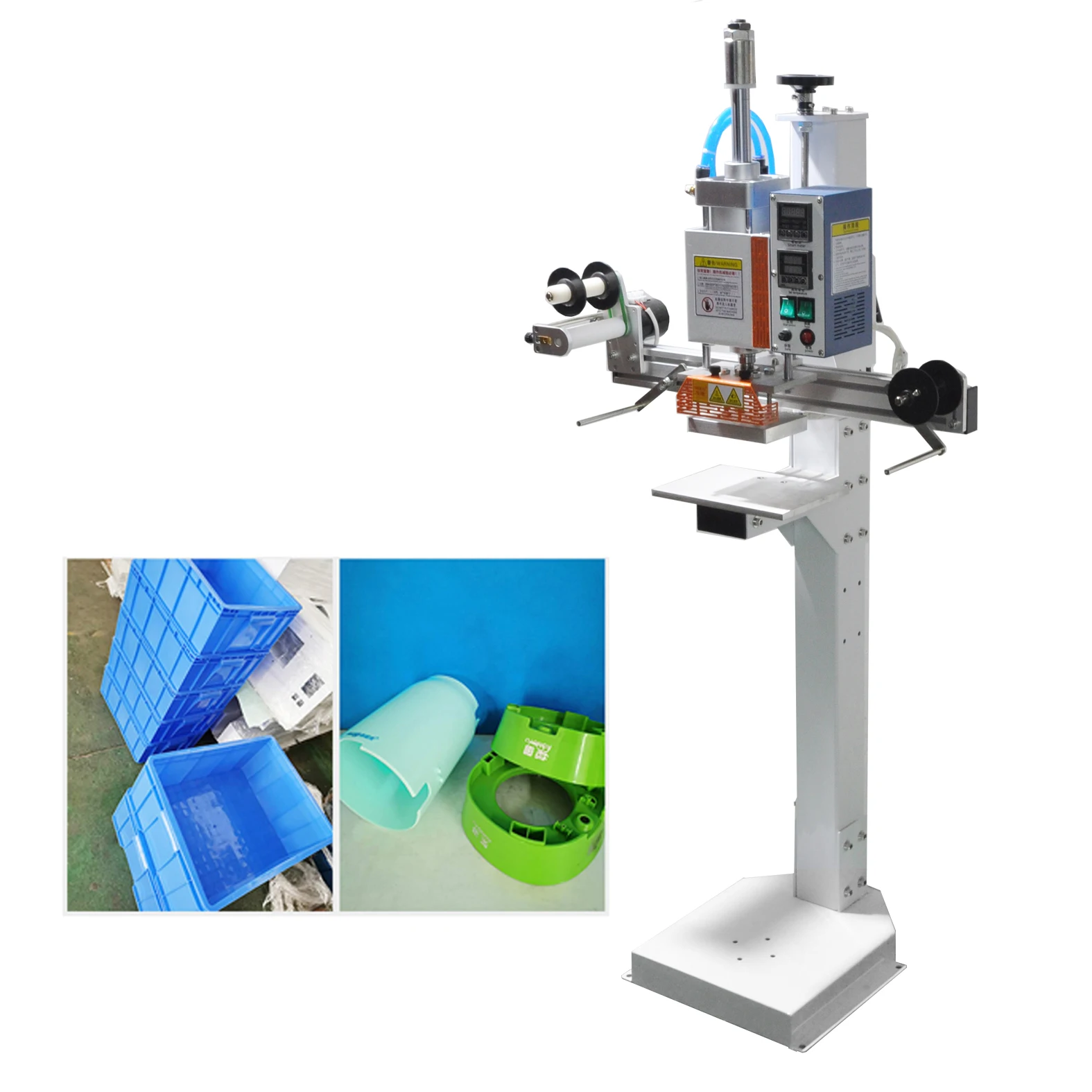 

Pneumatic Plastic Basket Hot Foil LOGO Embossing Printing Machine Heat Press Machine for Plastic Basket, Turnover Basket