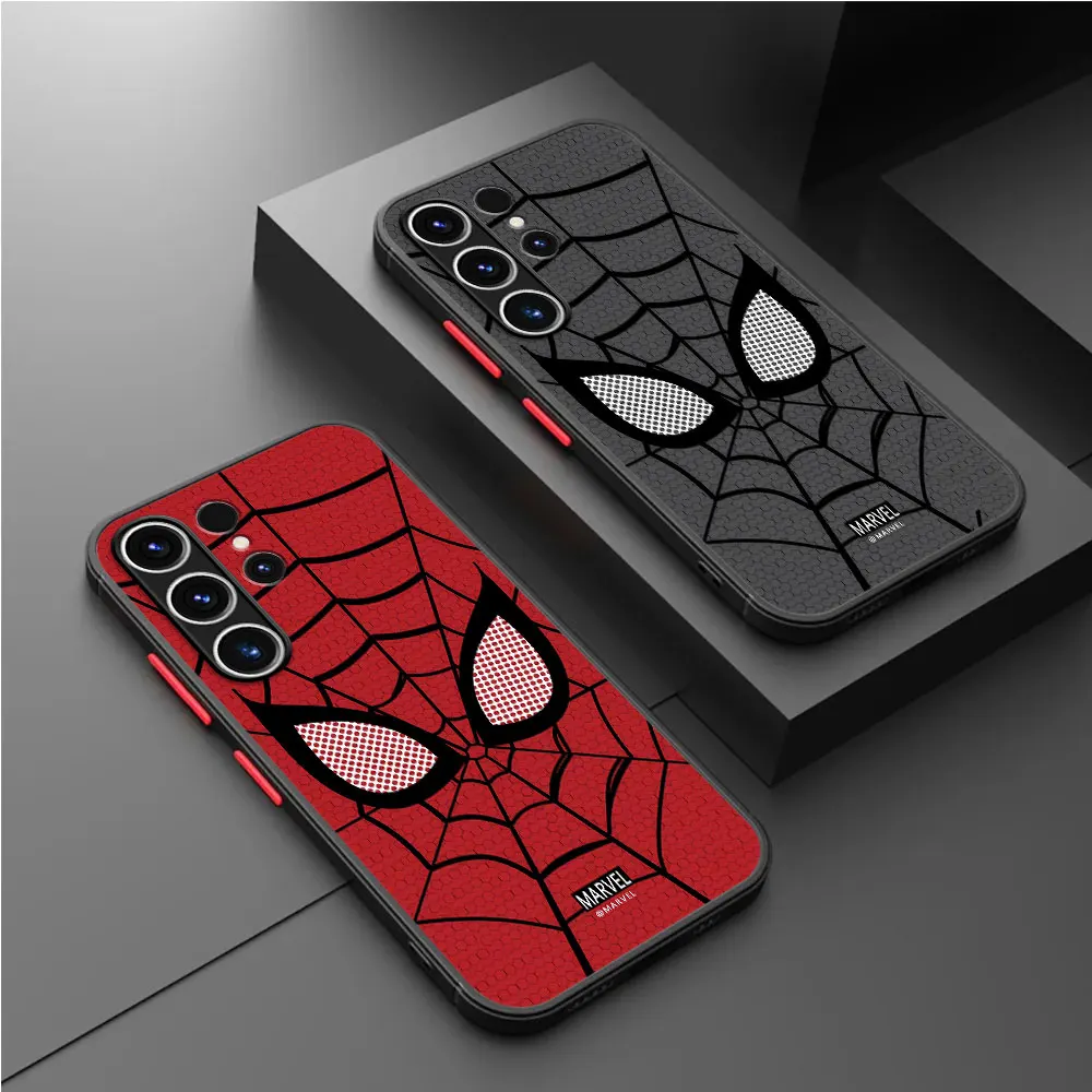 Luxury Phone Case for Samsung Galaxy S23 Ultra S21 S22 Plus S10 Lite S20 FE S9 S24 Ultra Cover Marvel Sipider man Logo Cases