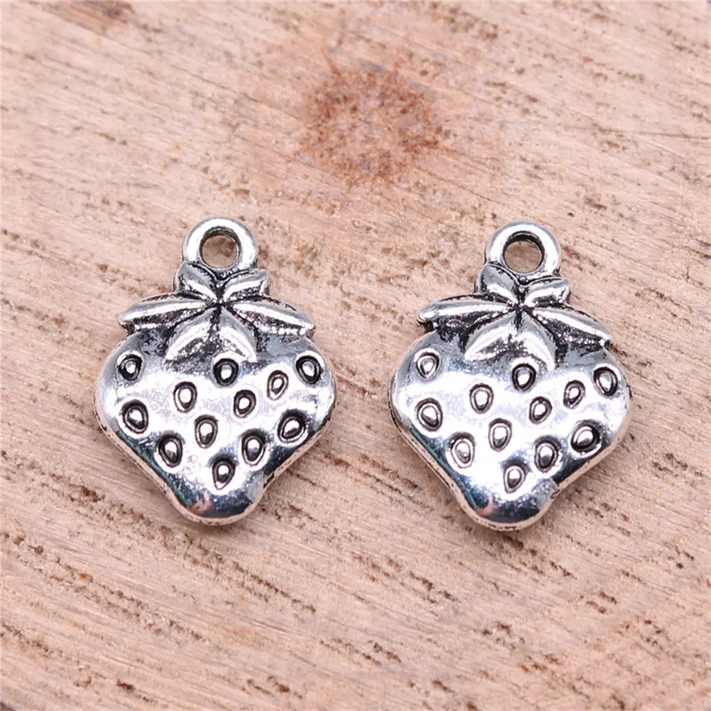 20pcs Charms Fruit Strawberry 15x11mm Antique Silver Color Pendants DIY Crafts Making Findings Handmade Tibetan Jewelry