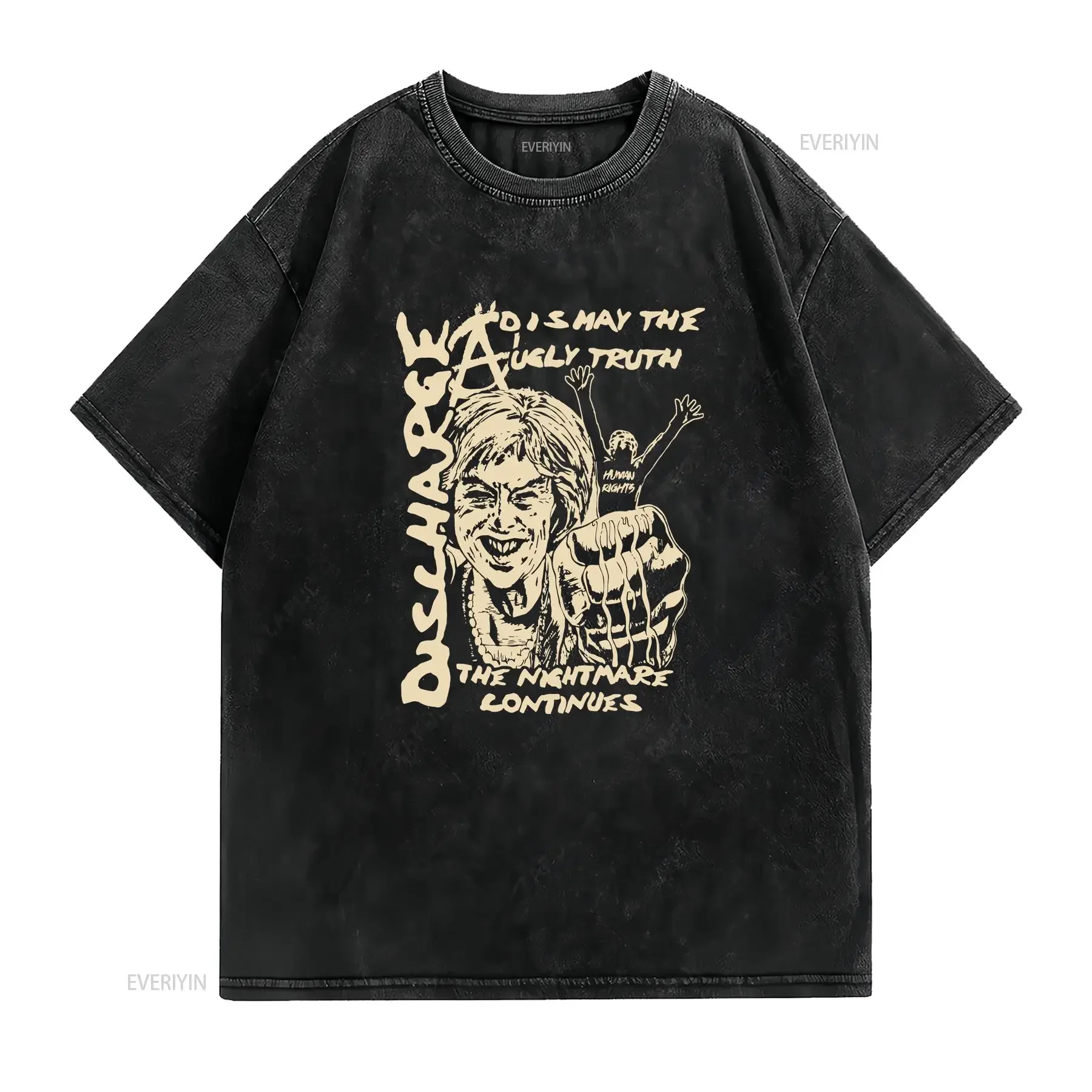 Discharge The Nightmare Continues Hardcore Punk Rock Band T Shirt Rare XL vintage Washed Stretched graphic Slightly Soft homme