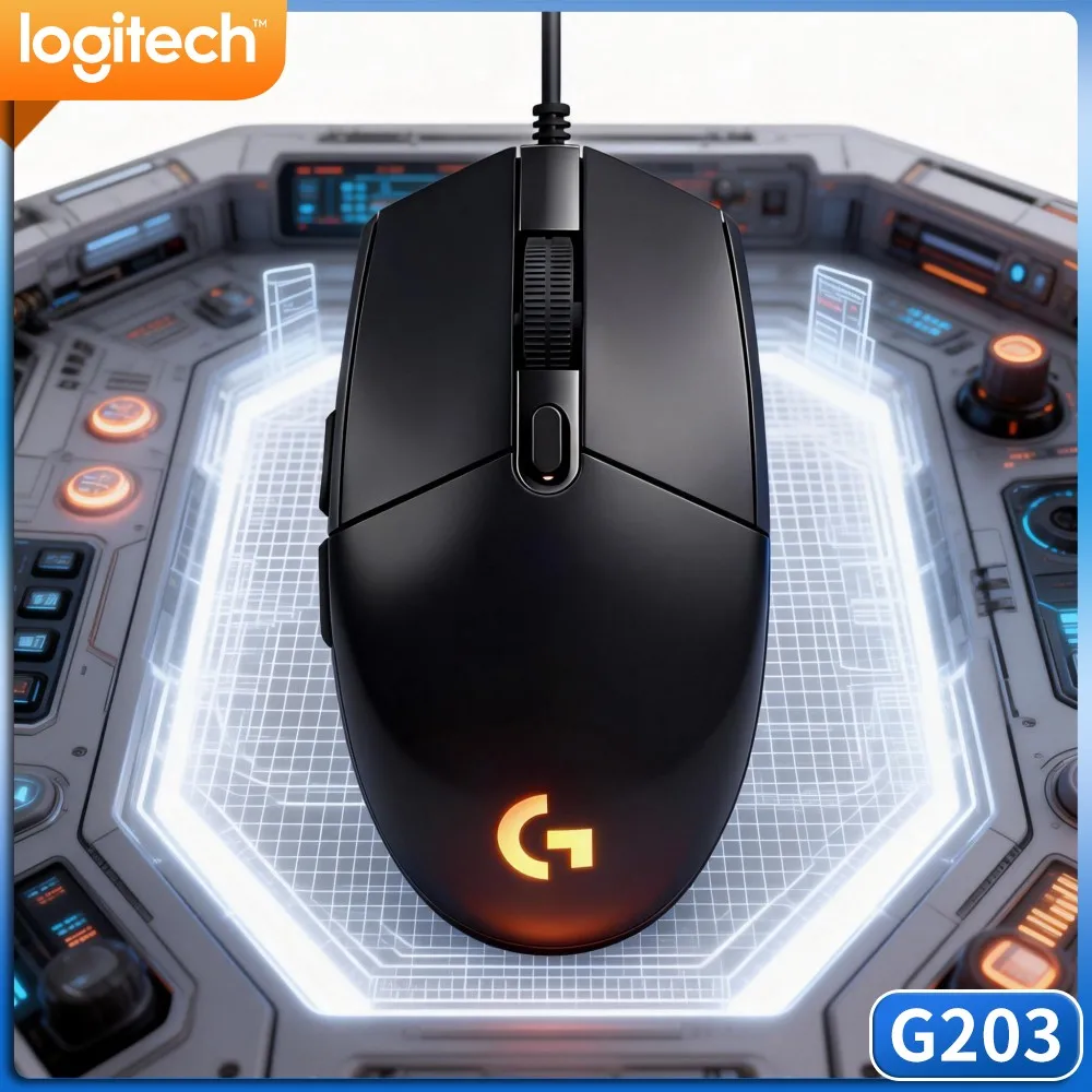 Logitech G203 Wired Gaming Mouse Comfort Grip Adjustable DPI Glowing Rgb Stable Usb Cord For Pc And Regular Office Tasks