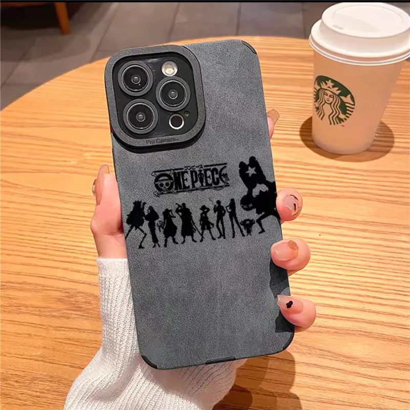 Anime One P-Pieces L-Ruffy Z-zoro Handyhülle für iPhone 11 12 13 14 15 16 Pro Max plus 16pro Pelzlederhülle