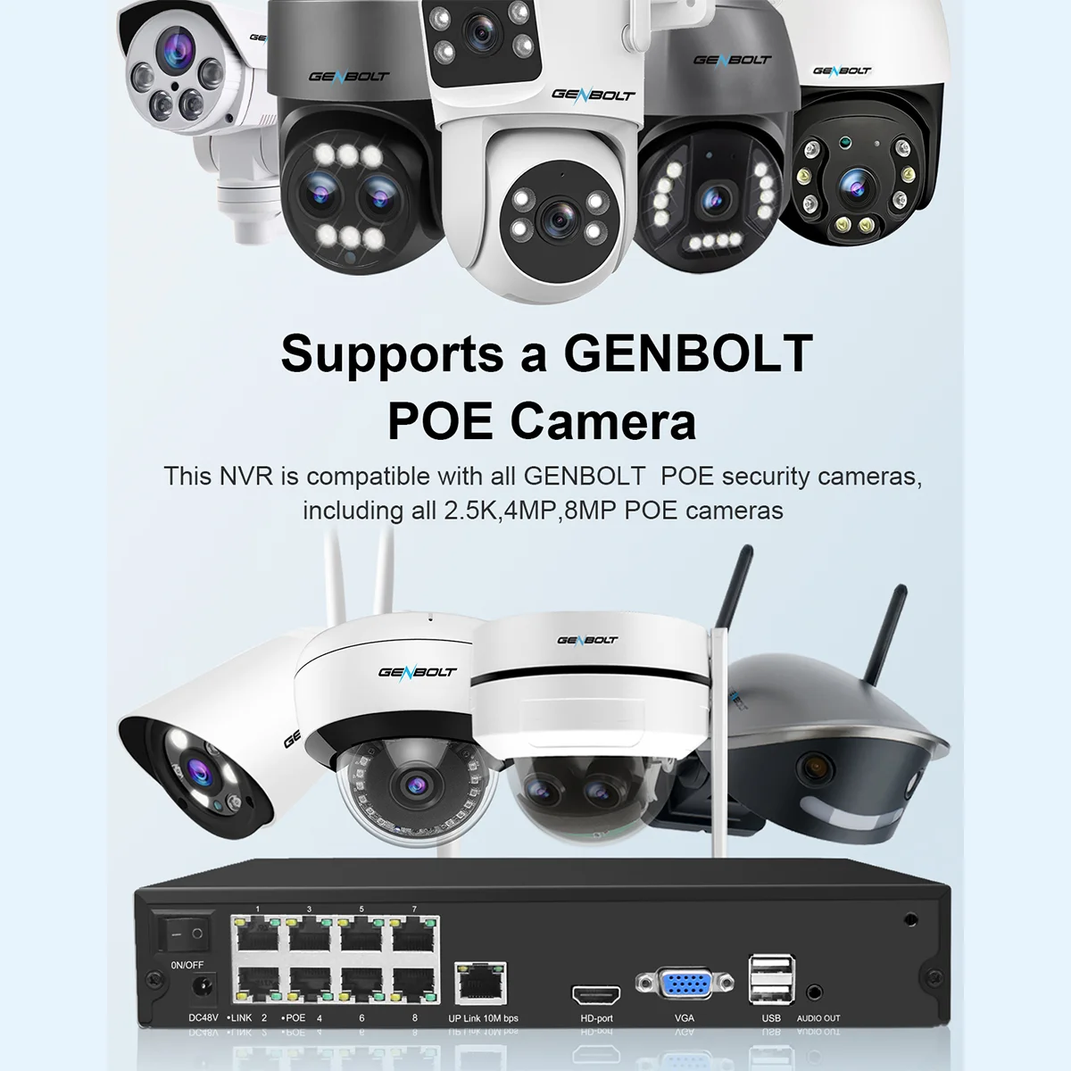 Picture 7: GENBOLT 4K PoE NVR 10CH Network Video Recorder, Supports 8MP/5MP/4MP/1080P PoE IP Camera, 24/7 CCTV Security Surveillance Record