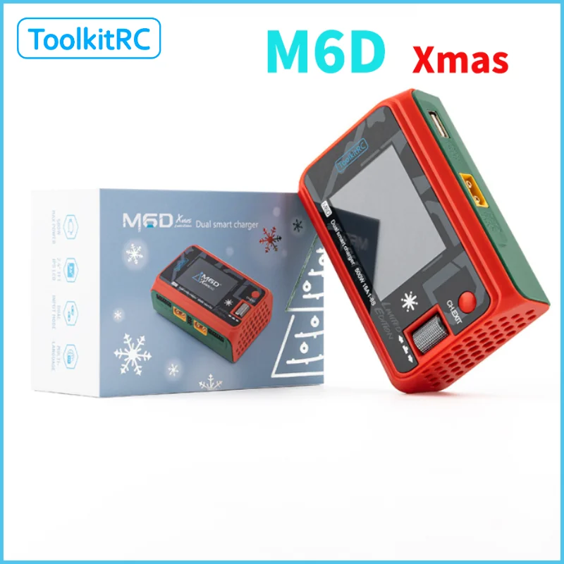

ToolkitRC M6D Xmas Dual Channel Smart Lipo Battery Charger Balance Discharger For 1-6S LiHV Lithium Battery Drone FPV Model