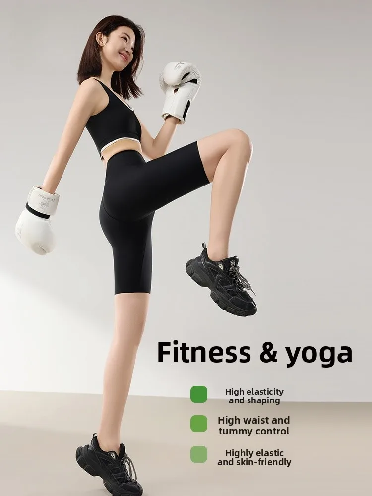 

Брюки для йоги из ледяного шелка, брюки для фитнеса с высокой талией, длиной пять четвертей, не скручивающиеся, тонкие, для велоспорта, брюки с контролем живота...