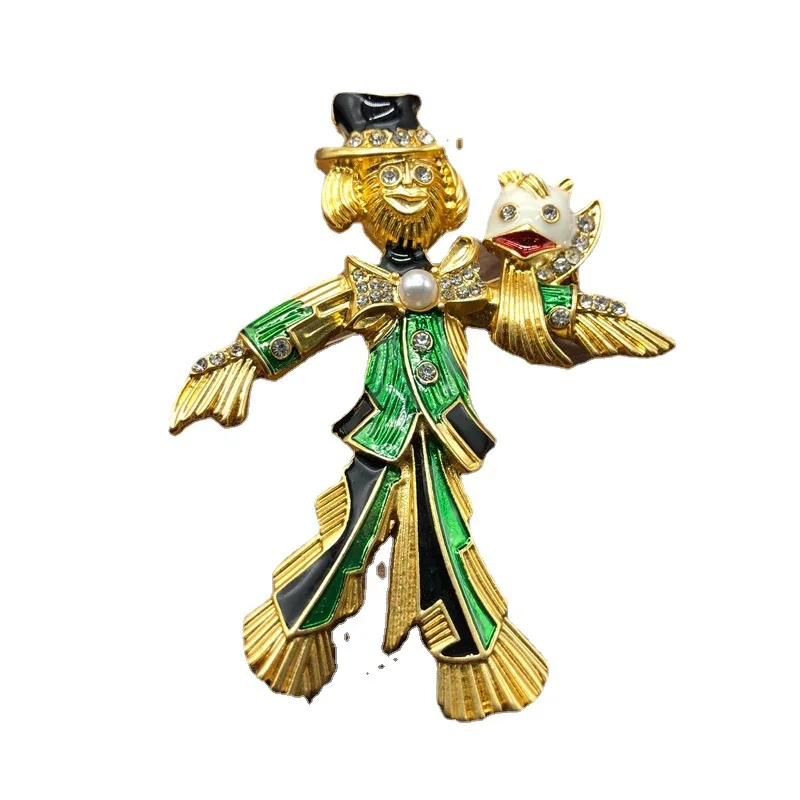 Shmik Vintage Women Men Middle Design Scarecrow Enamel Brooches Pins Retro Baroque Palace Unisex Clothing Coat Badges Buckle