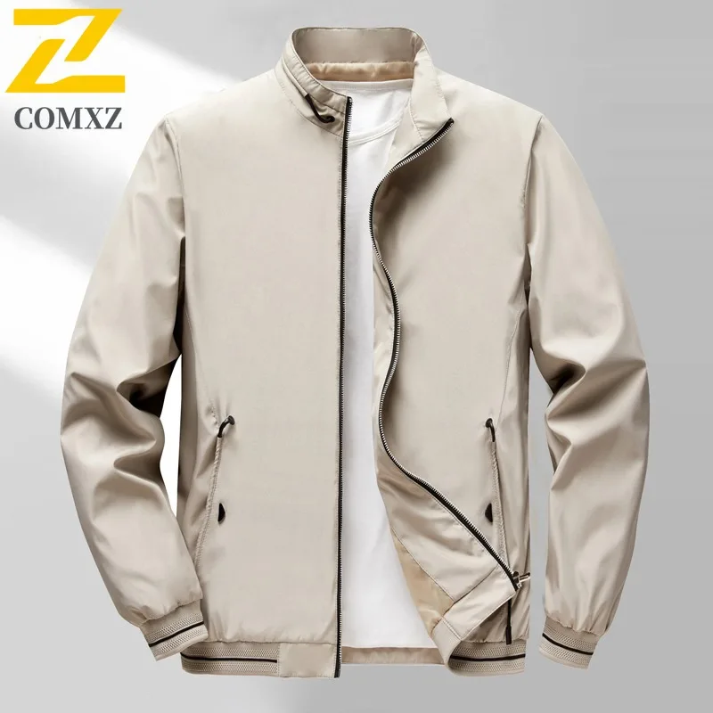

COMXZ Men Jacket Fashion Stand Collar Outdoor Cycling Windproof Coat American Style Comfortable Lightweight Autumn Clothing