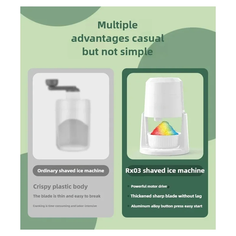 

Small Household Electric Ice Shaver Automatic Ice Shaver Two Speed Adjustable Ice Machine Ice Crusher US Plug