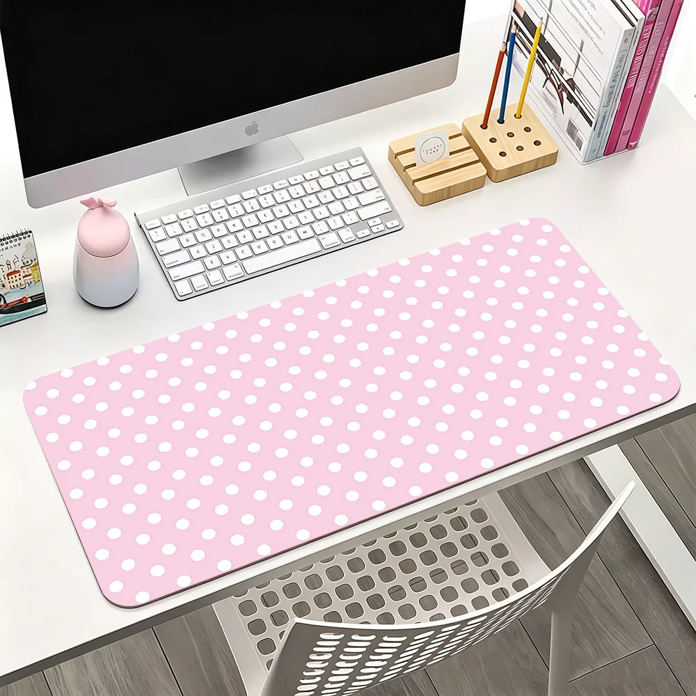 Korea Buntes Polka-Dot-Mauspad für Büro, Gaming und Tastaturen, rutschfest, groß, wasserdicht