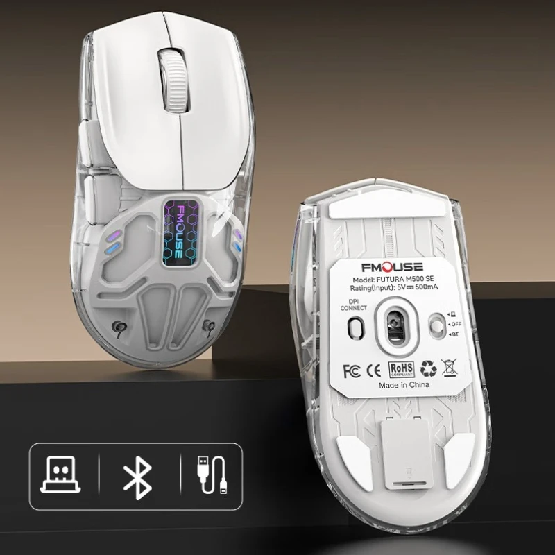 FM500 Wireless Mouse Three-mode Bluetooth Mouse Long Battery Life Lightweight Ergonomics Office E-sports Gaming Mouse Gamer Gift