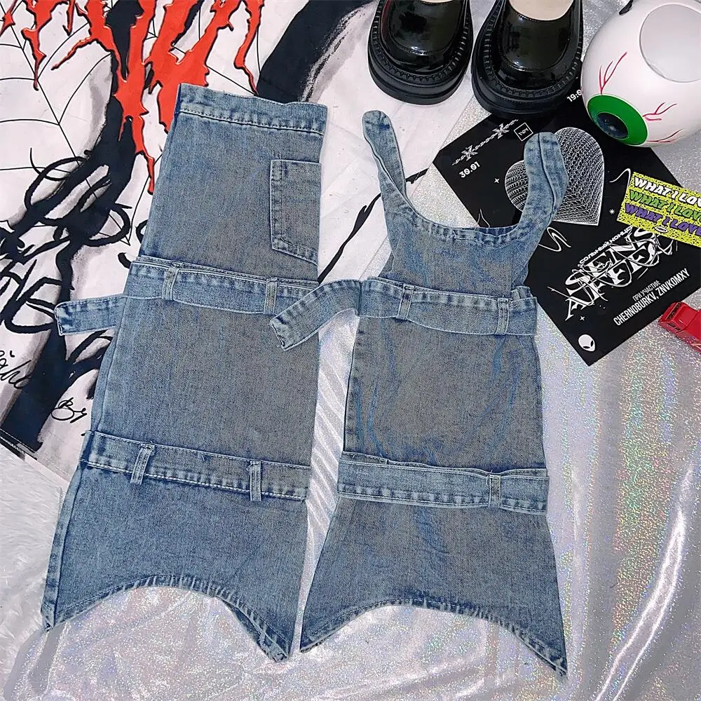 2024 Hot Girl Streetwear Fashion Original Spider Skull Web Embroidery Denim Leg Warmer Punk Casual All-Match Thigh High Socks