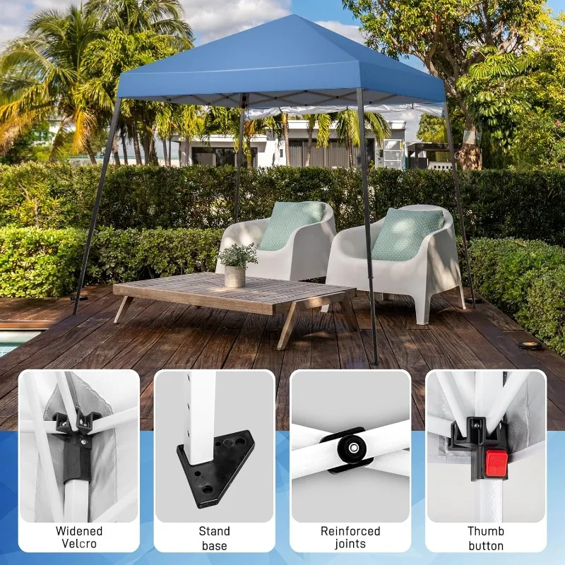 Tenda a baldacchino pop-up da 6'x6' Tenda gazebo istantanea commerciale, tenda a baldacchino impermeabile e con protezione UV con gambe inclinate e 1 pezzo si