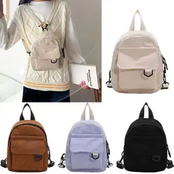 Fashion Women Mini Backpack Solid Color Corduroy Small Backpacks Simple Casual Student Bookbags Traveling Backpacks 2022