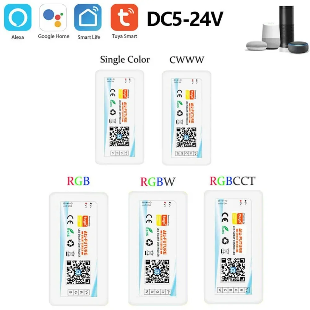 Tuya Wifi DC12V-24V Smart Wireless Controller CCT/RGB/RGBW 5050/2835 LED Strip Light Controller for Alexa GoogleHome Smartlife image 2
