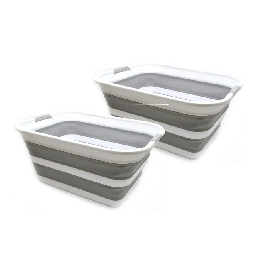 

Набор из 42 л из 2 складных пластиковых корзин для белья, складной всплывающий контейнер для хранения, органайзер, портативная ванна для стирки, экономия места, ха