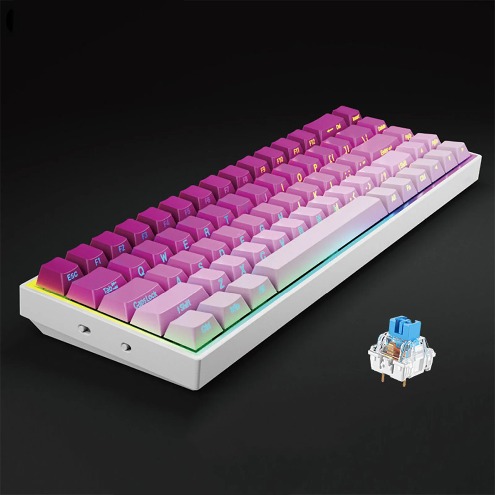 

68-Key Hot Swappable Mechanical Keyboard with Blue Linear Switches, PBT Keycaps, RGB Backlit, Type-C Wired Compact Gaming