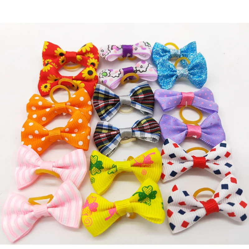 10pcs Dog Grooming Hair Bows Dog Bows Mix Colours Small Dog Accessories Dog Hair Rubber Bands Pet Headwear Pet Supplier