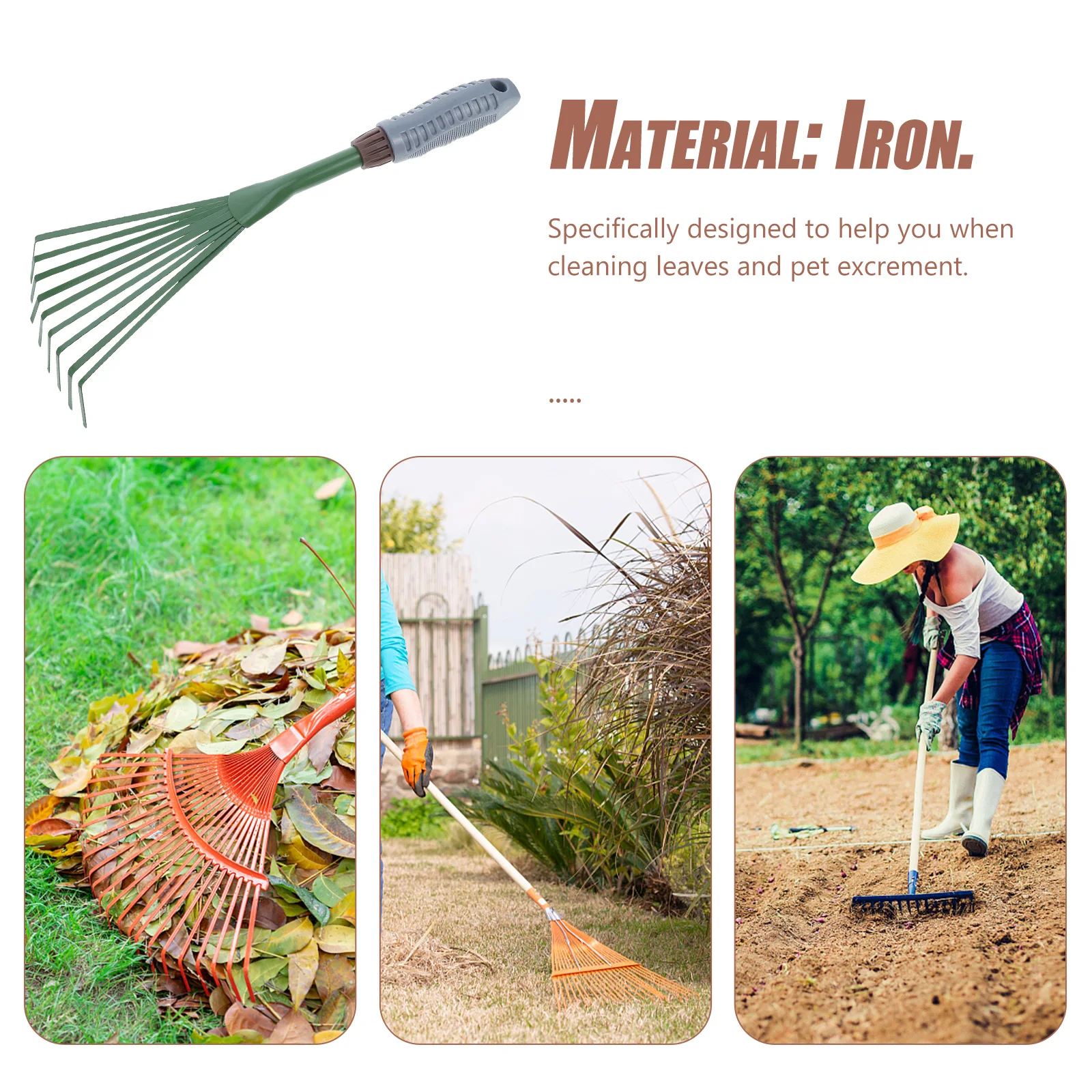 

9 Teeth Pet Feces Rake Garden Tools Heavy Duty Dog Poop Scooper Cleaning Metal Rakes