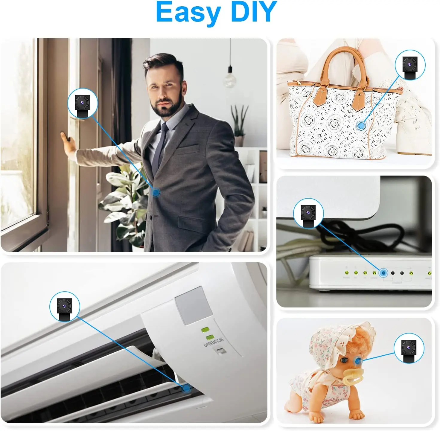 Imagem -05 - Nanny Cam sem Fio para Segurança Doméstica Mini Câmera Detecção de Movimento Alarme Suporte de Registro Aplicativo de Telefone Oculto Faça Você Mesmo 1080p Wi-fi ip