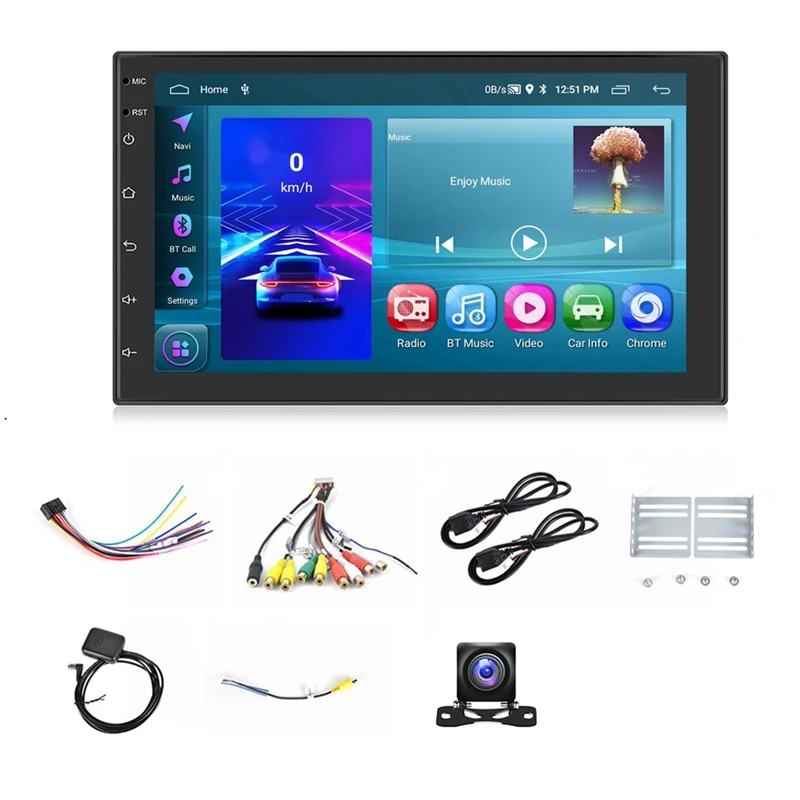 

2+64G Android 13 Double Din Car Stereo With Wireless Carplay, 7 Inch Touch Screen Android Auto Car Radio GPS Wifi Camera