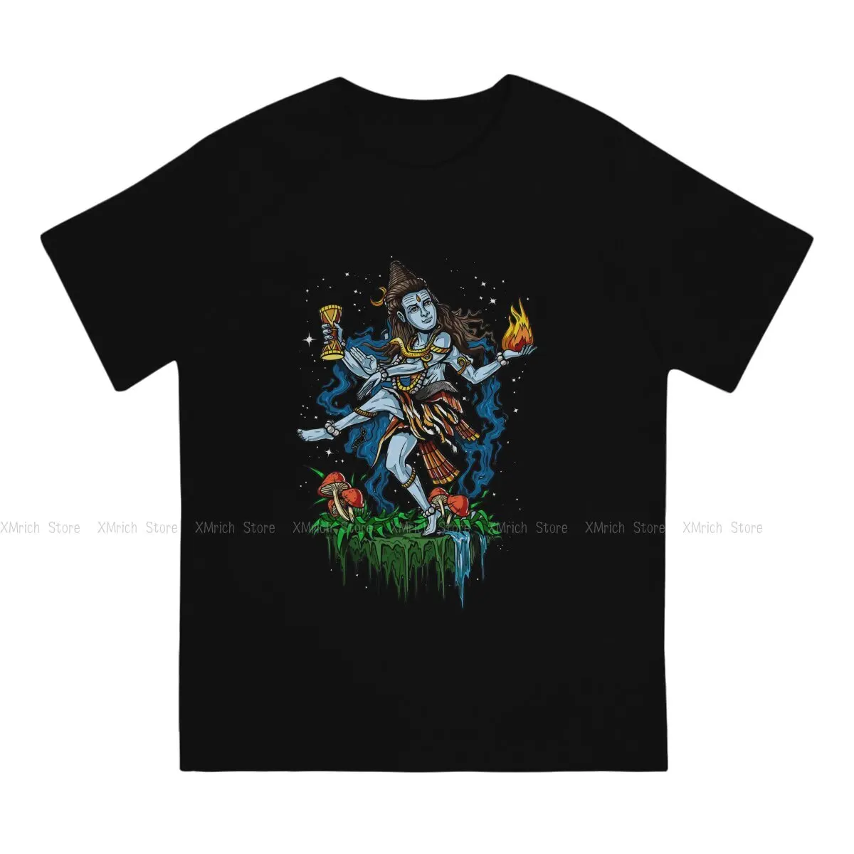 Nataraja Men's T Shirt Shiva Hindu God India Lingam Vintage Tee Shirt Short Sleeve Round Neck T-Shirt Pure Cotton Clothes