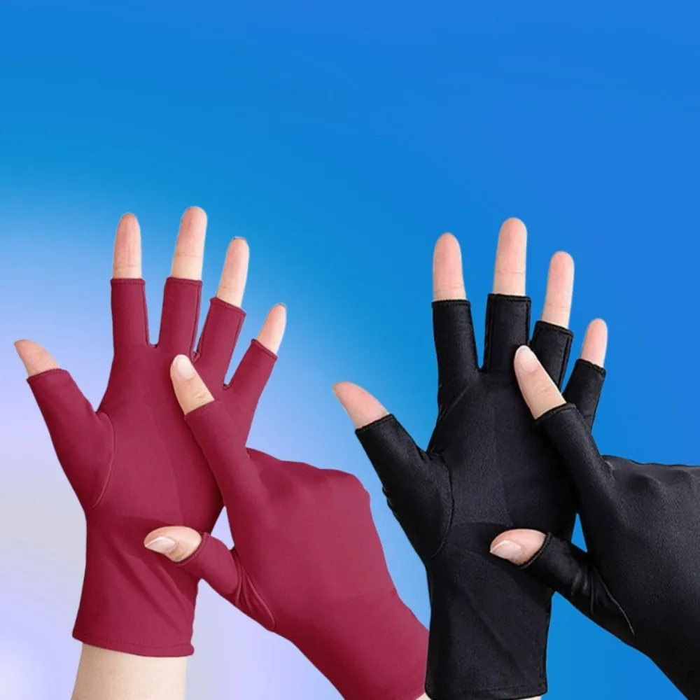 New Half Finger Sunscreen Gloves Breathable Highly Elastic Ice Silk Gloves Anti-UV Riding Driving Gloves Gift