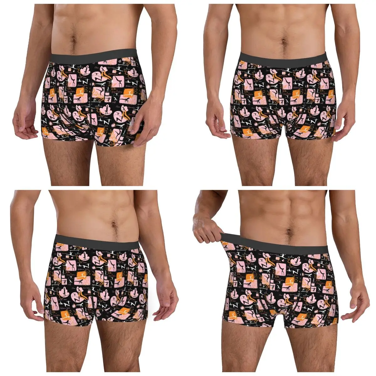 Boxer Underpants Shorts Artistic Gymnastics Print Panties Men's Breathable Underwear for Homme Man Boyfriend Gift