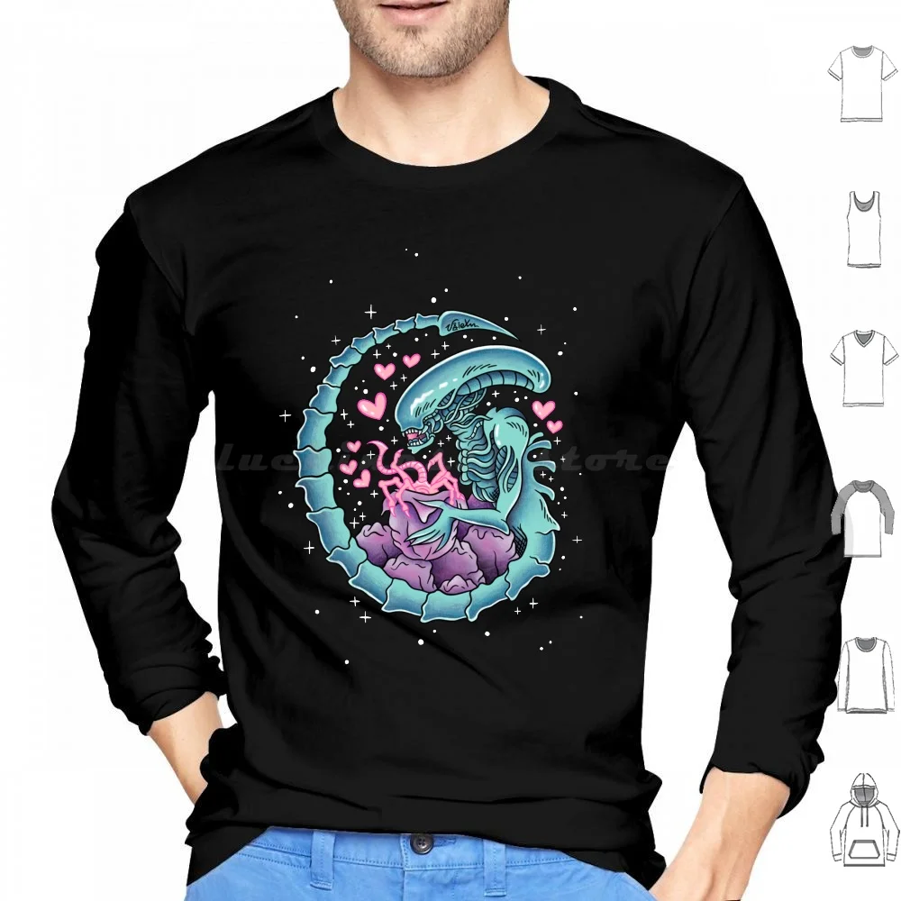 Xenomorph Eggs Hoodie cotton Long Sleeve Xenomorph Eggs Scifi Ridley Movie Fanart Love Cute Hearths Giger Horror