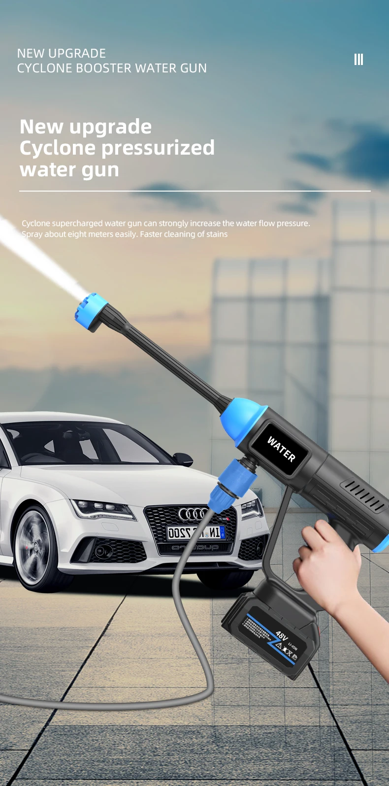 High-Power Portable Home Use Cordless Car Washer Gun New Rechargeable High-Pressure Water Machine Tools Home Car Wash Plastic