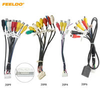 FEELDO 20-pin Extended Interface RCA AUX-IN/OUT Cable With SIM MIC Slot For Android Head Unit Stereo #HQ4919