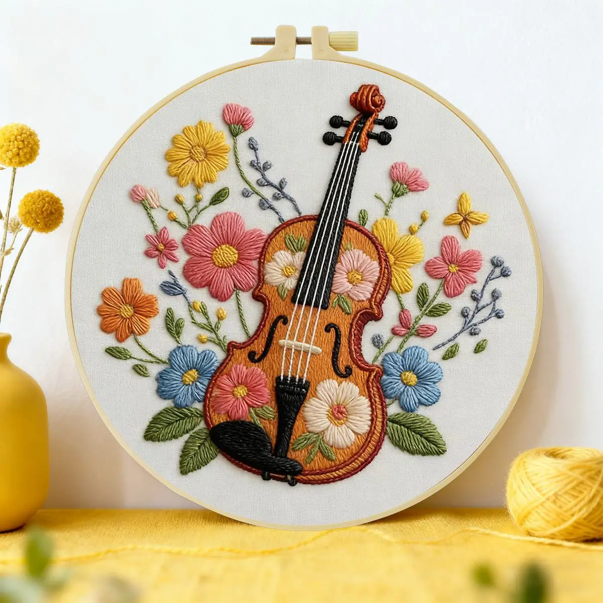 1 Stück 20X20CM/15X15CM 7,87/6,3 Zoll Gitarren-Stickerei-Starter-Kit DIY-Kit DIY-Stickerei-Set Handarbeiten Heimdekoration – Detail 1
