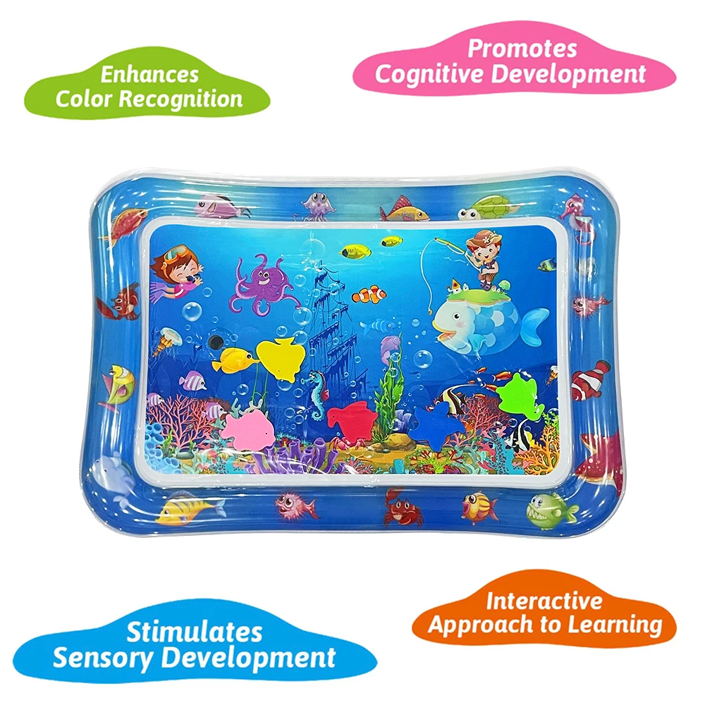 

1pc Square Underwater Fishing PVC Baby Playing Water Mat Toddler Pad Kids Early Education Tummy Time Activity Toys Mat