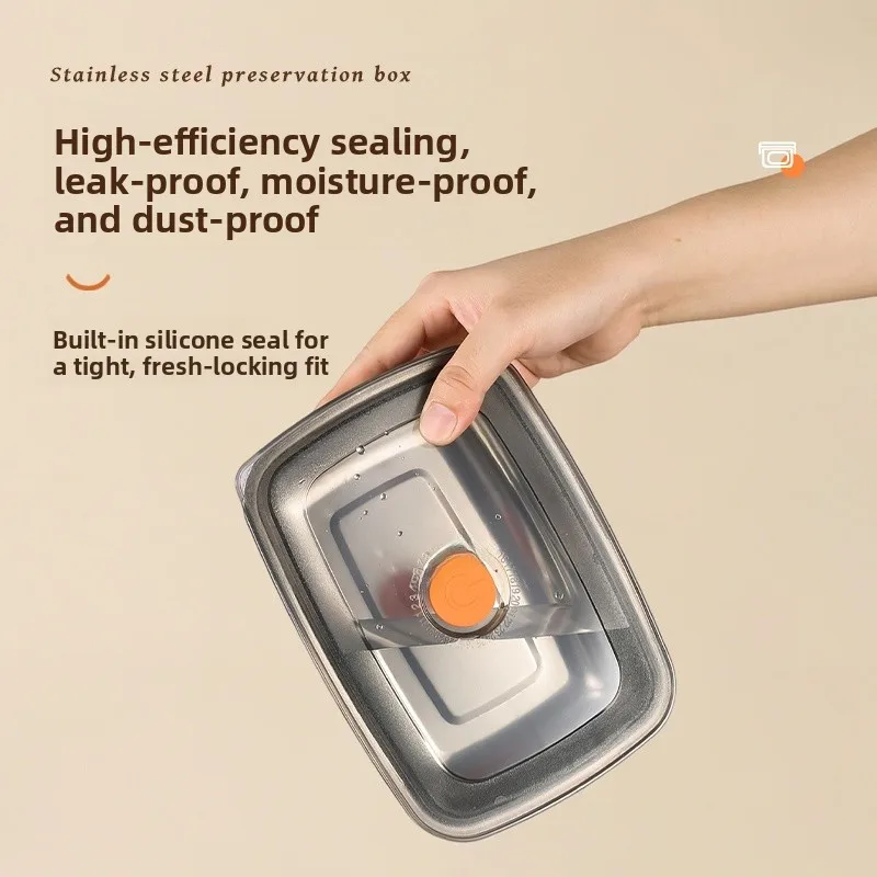 食品グレードのステンレス鋼弁当箱冷蔵庫専用密封保存箱冷凍庫ボックス食品保存用耐久性のある容器