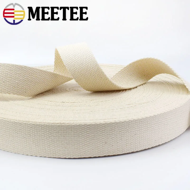 5M 1.5mm Thick Polyester Cotton Webbing Tapes 20-50mm Canvas Ribbon Band Bag Strap Belt Sewing Tape DIY Clothing Accessories