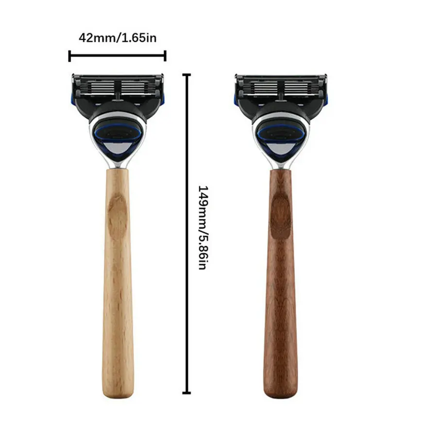 Wooden 5 Blades Razor Handle for Men & Women with 4 Refills - The Perfect Shave Companion