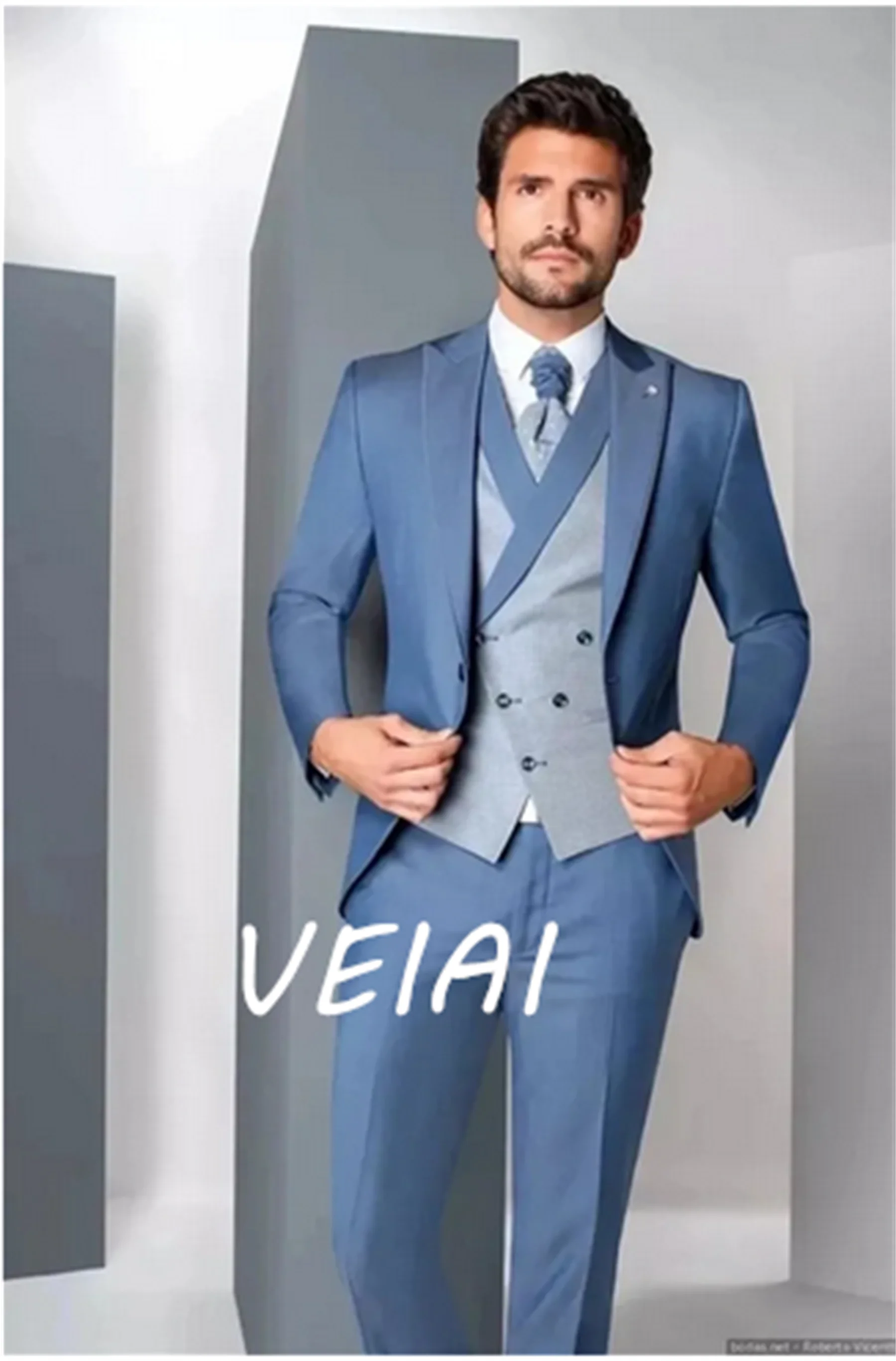 

New Wedding Prom Blazer Vest Pants 3 Piece Peak Lapel Costume Homme Grooms Wedding Terno Masculino 2021 Slim Fit Men Suits