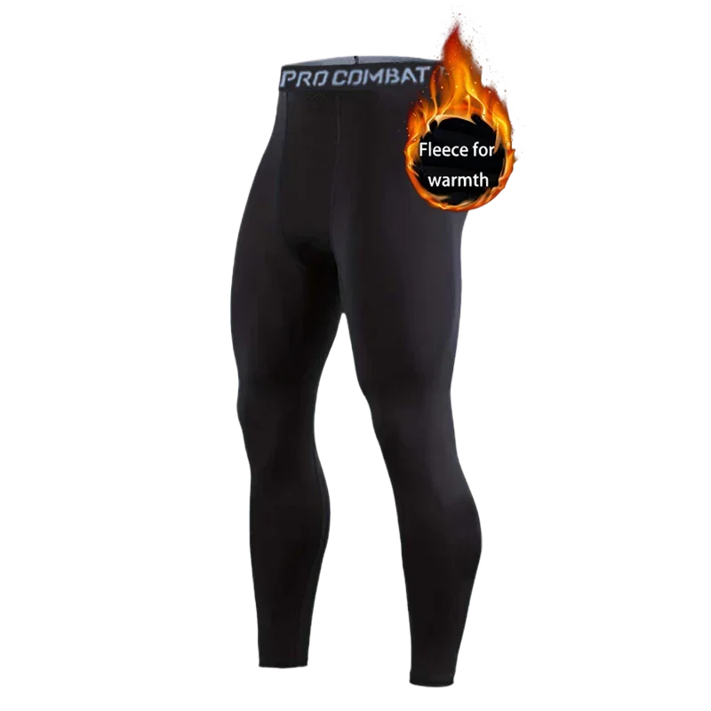 2026 New Men's tight and warm sports leggings, quick drying compression fitness pants, and sportswear for autumn and winter