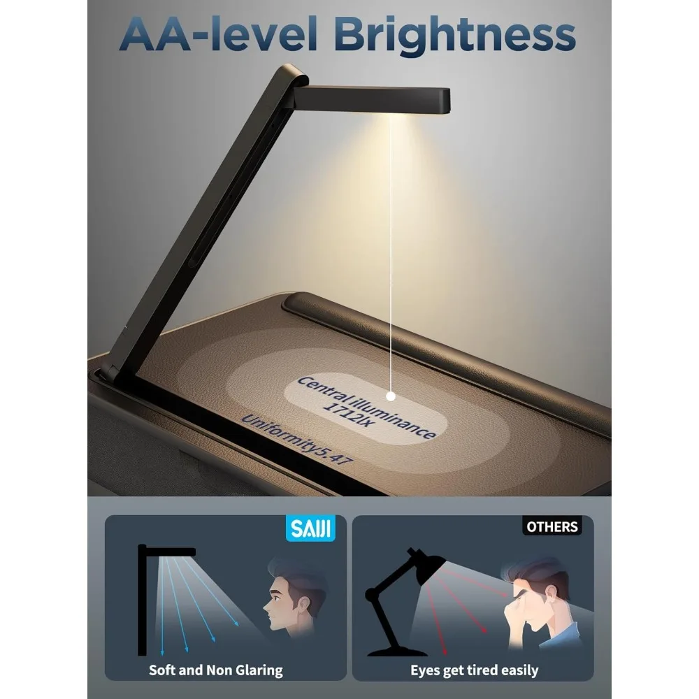 Portable LED Lap Desk with Cushion, Fits 17" Laptops, Adjustable Light & Storage Drawer for Bed/Couch Use