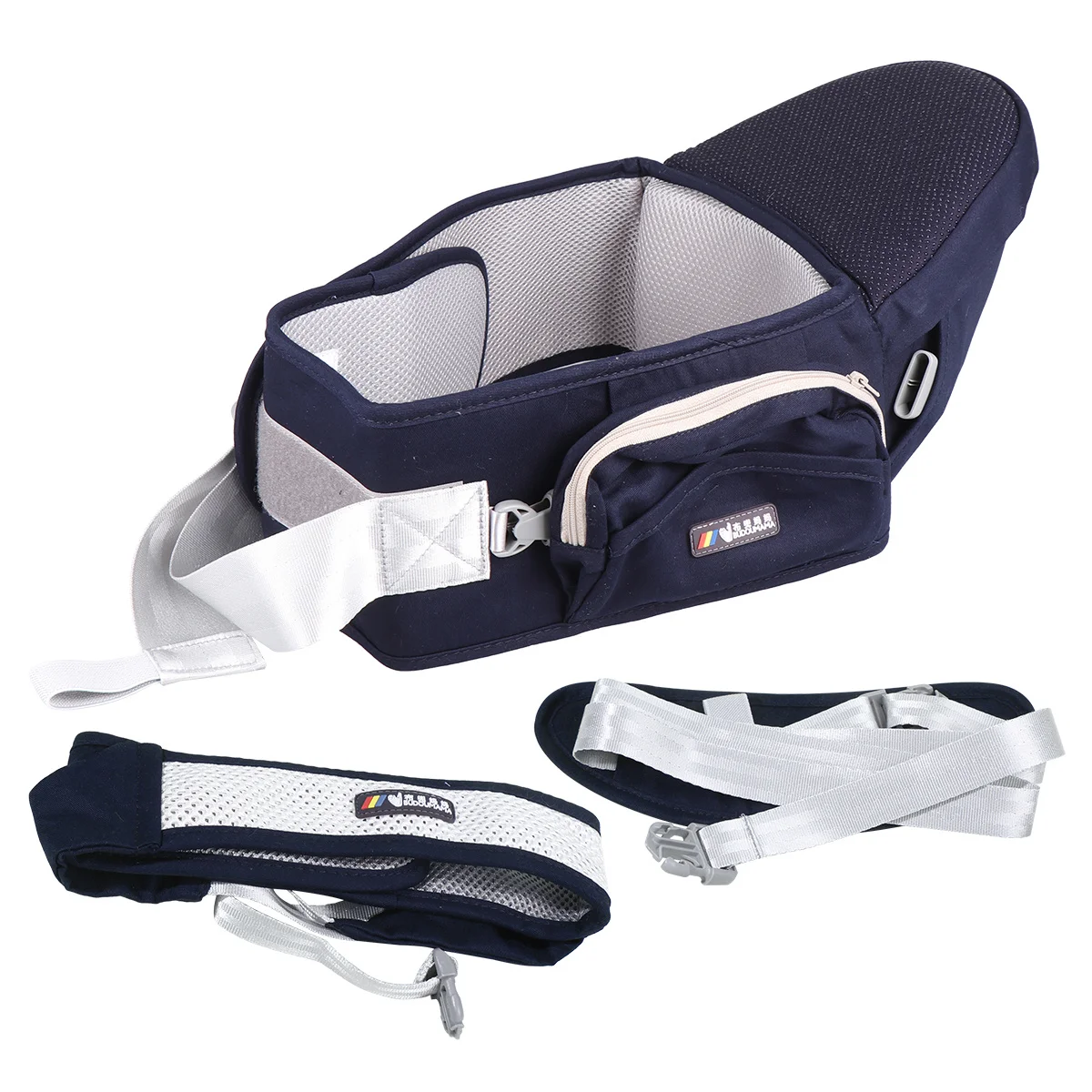 مقعد خصر للأطفال، أزرق داكن، قابل للتنفس، مقعد الورك للرضع قابل للتعديل، حامل أمامي للأطفال الصغار في الهواء الطلق القصير #6