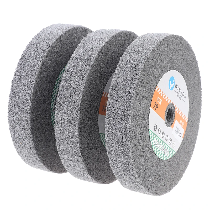 Roda Penggosok Baja Tahan Karat 150*25mm untuk Mesin Gerinda Meja, Roda Abrasif