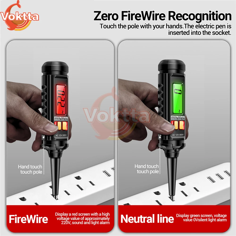 AC 12-300V Intelligente Spanningstester Pen Digitale Inductie Power Detector Potlood Elektrische Schroevendraaier Circuit Indicator Tester