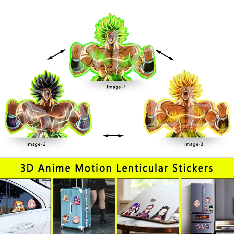 Anime Dragon Ball Magic Sticker 3D Gradient Broly Motion Sticker Creative Car Sticker Notebook Luggage Waterproof Decal Toy