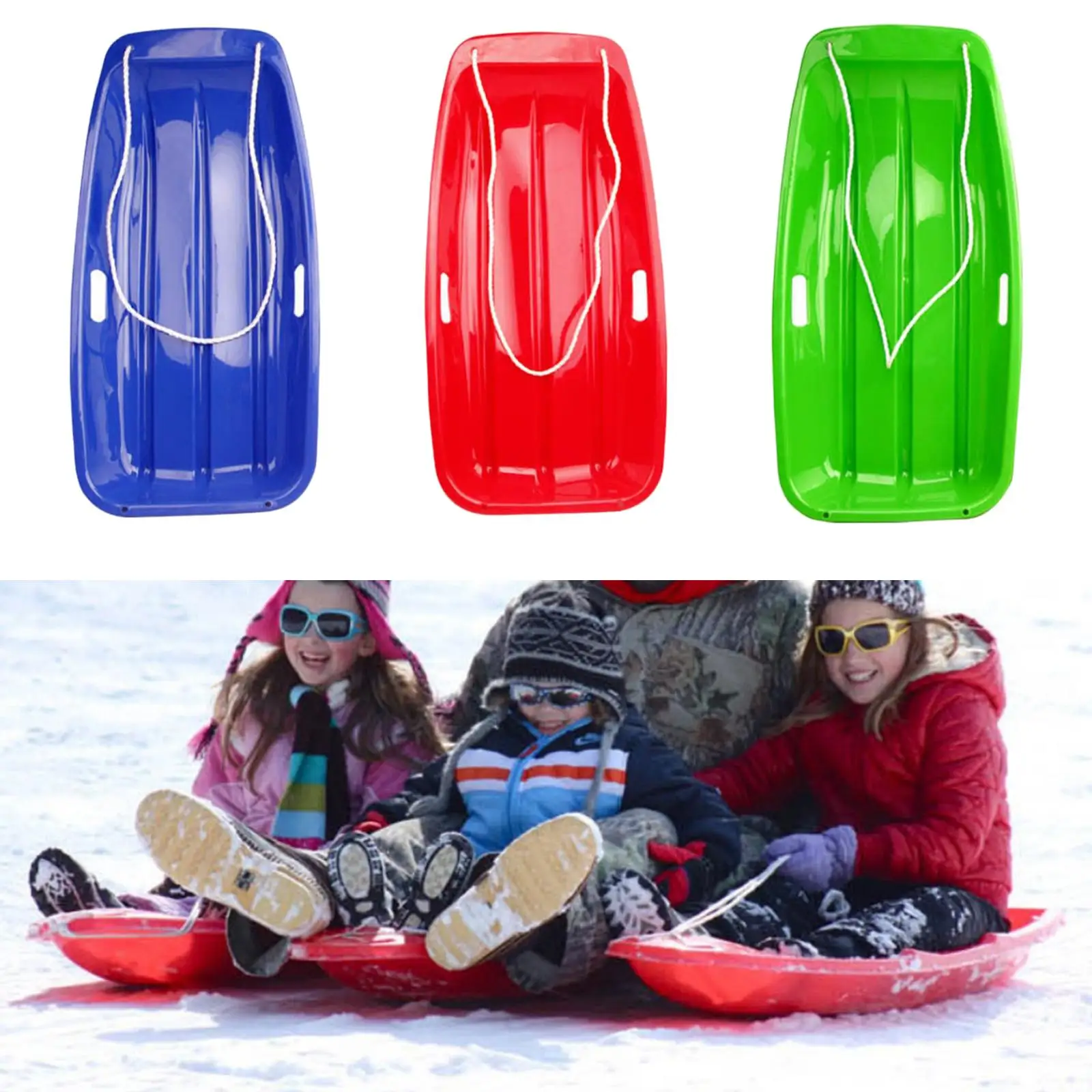 Downhill Toboggan Durable PE Plastic Snow Sled Grass Skiing Board Skating Sledge