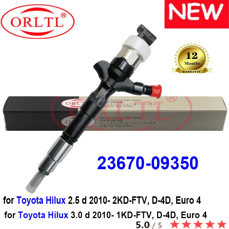 ORLTL NEW 23670-09350 Common Rail Injector 2367009350 23670 09350 for Toyota Hilux 1KD 2KD 2.5 d 3.0D