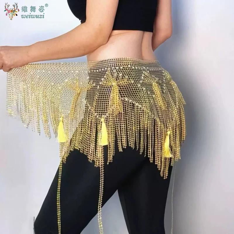 Handmade Belly Dancing Performance Belt for Women Senior Mesh Diamond Tassel Hip Scarf Oriental Dance Competition Accessories view 2