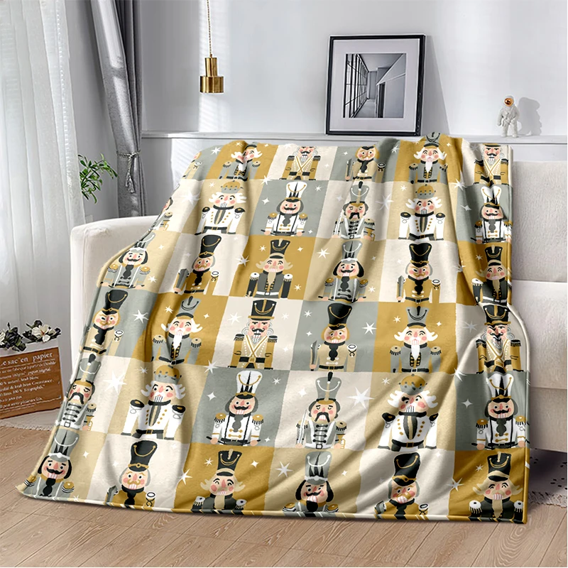 Merry Christmas Gift The Nutcracker Cartoon Doll Happy New Year Soft Flannel Blanket for Beds Bedroom Sofa Picnic,Throw Blanket