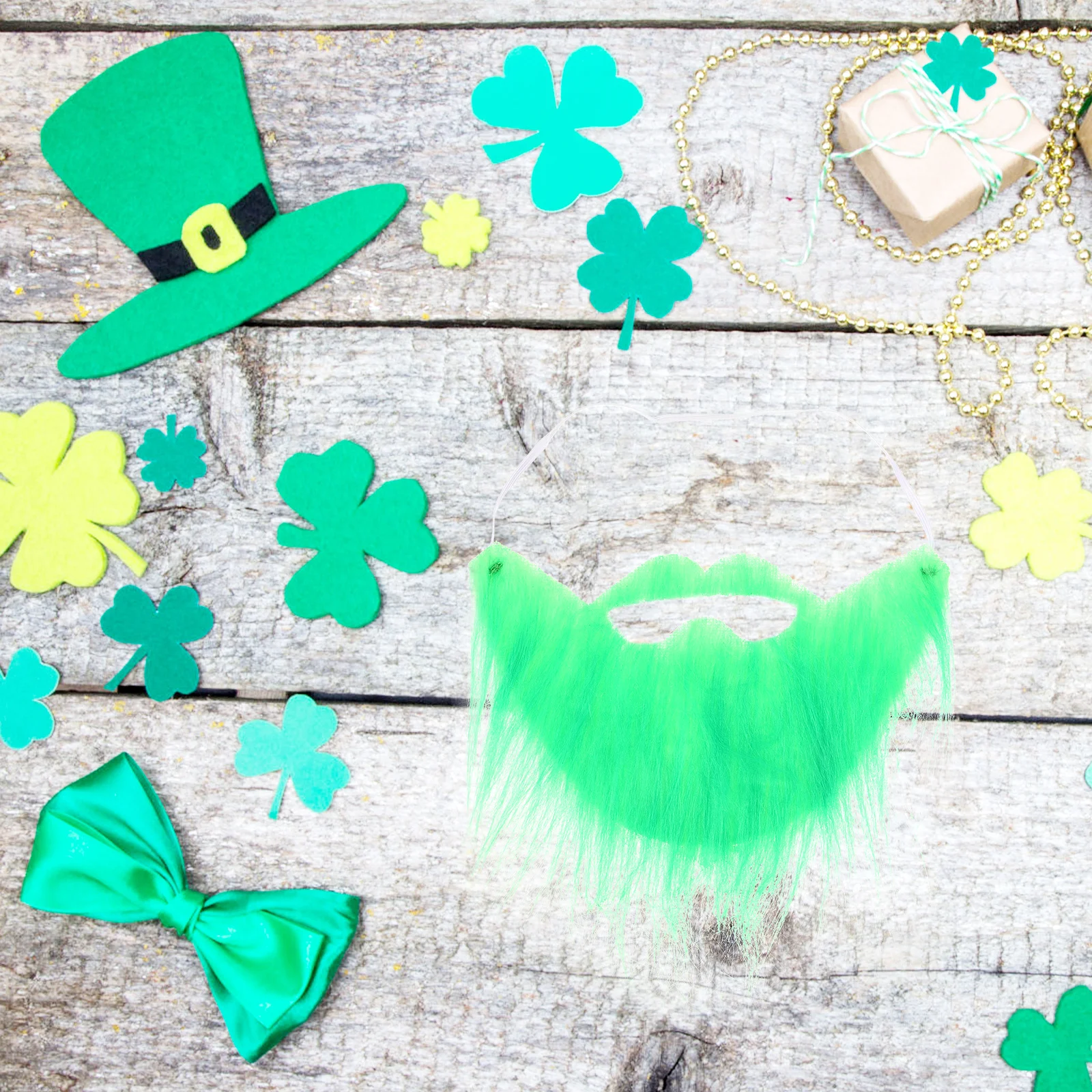 2Pcs Green Fake Beards Realistic St Patricks Day Party Costume Beard Prop Cosplay Accessory St. Patrick' S Decorations